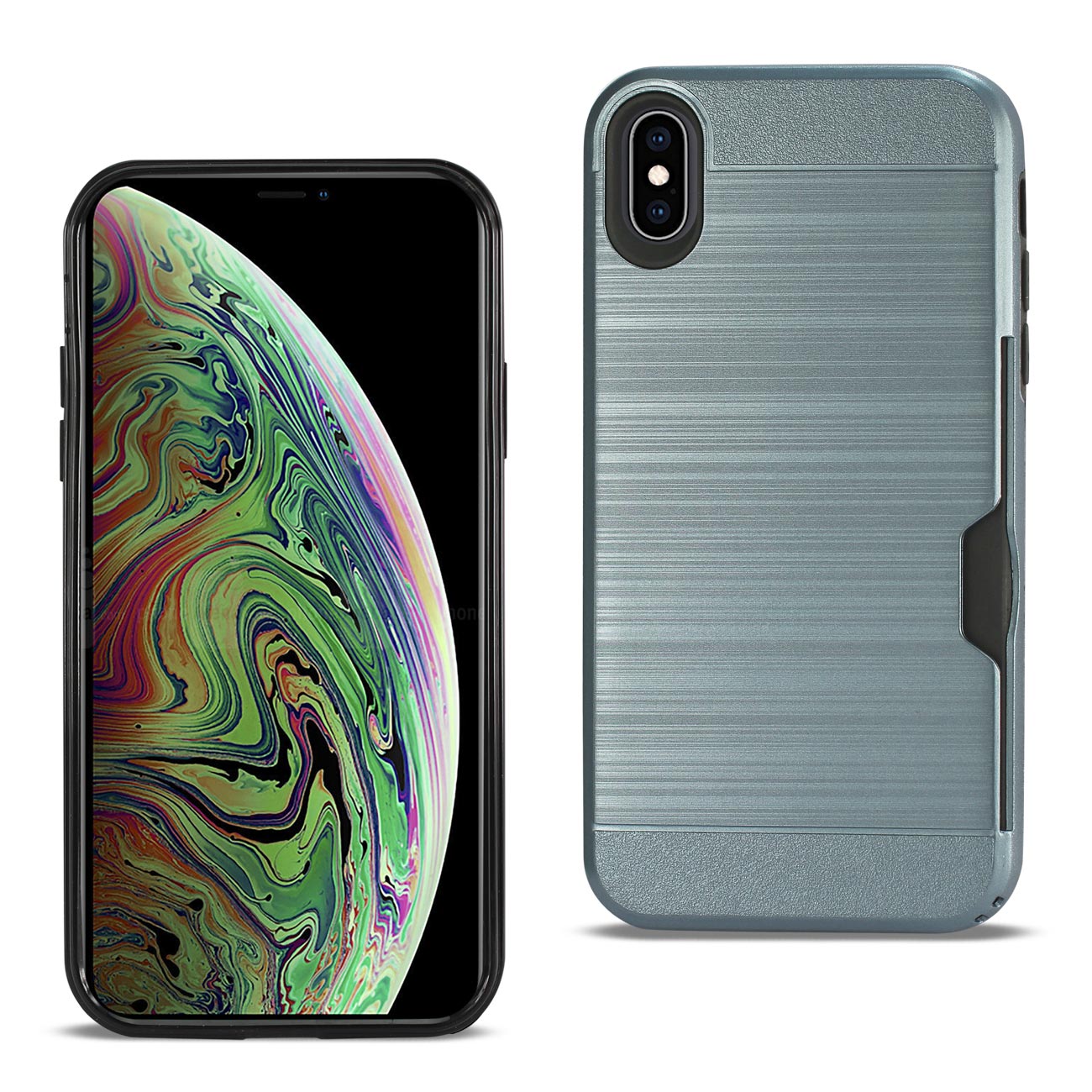 iPhone XS Max Slim Armor Hybrid Case With Card Holder In Navy - Crystal Clear & Reliable | CELL DEMAND Official