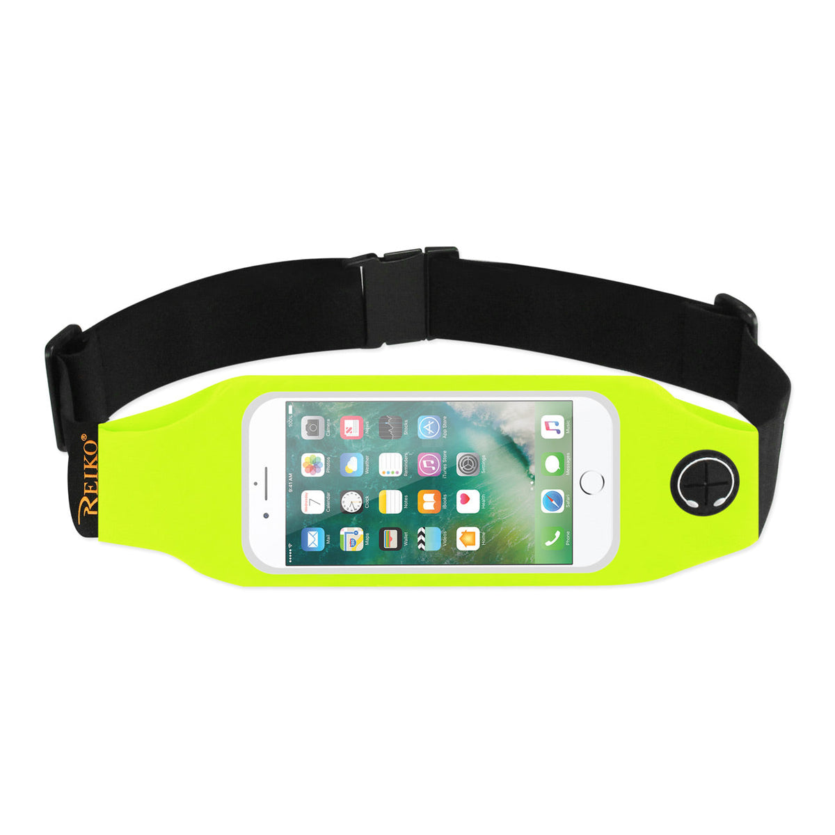 RUNNING SPORT BELT FOR 5 INCHES DEVICE WITH TWO POCKETS AND LED IN GREEN (5x5 INCHES)(SWB05-UNI50GR) - Shockproof & Reliable | CELL DEMAND Official