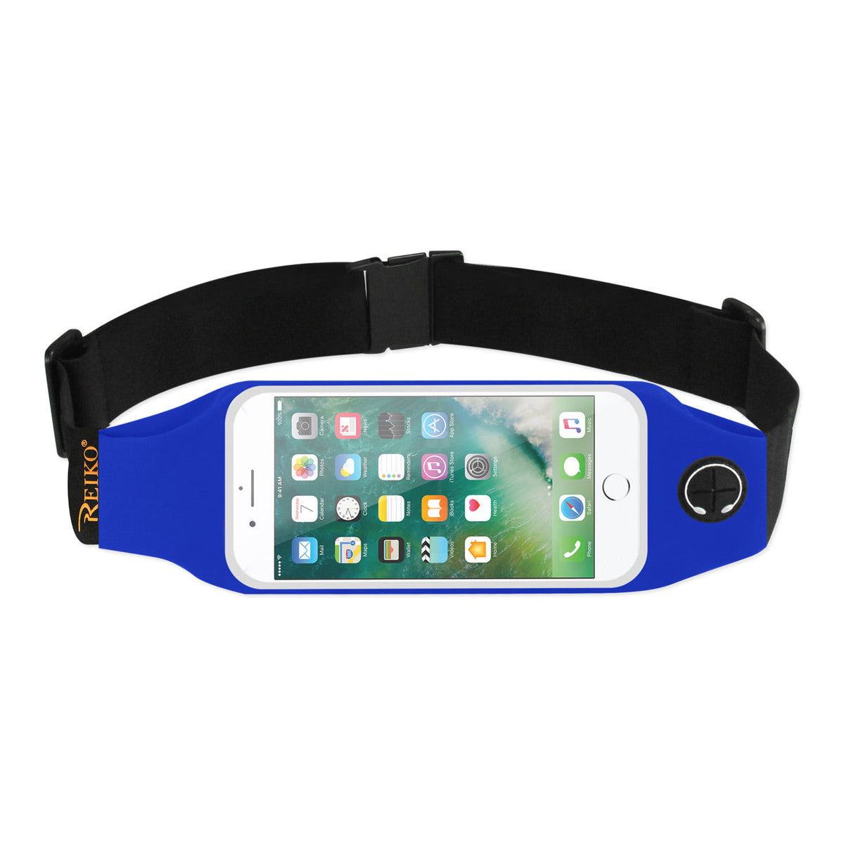 RUNNING SPORT BELT FOR 5.5 INCHES DEVICE WITH TWO POCKETS AND LED IN BLUE (5.5x5.5 INCHES)(SWB05-UNI55BL) - Crystal Clear & Reliable | CELL DEMAND Official