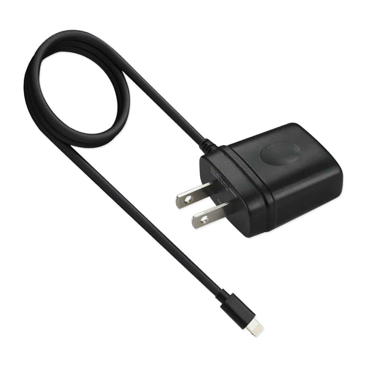PORTABLE 8PIN USB TRAVEL ADAPTER CHARGER WITH BUILT IN CABLE IN BLACK - Heavy Duty & Reliable | CELL DEMAND Official