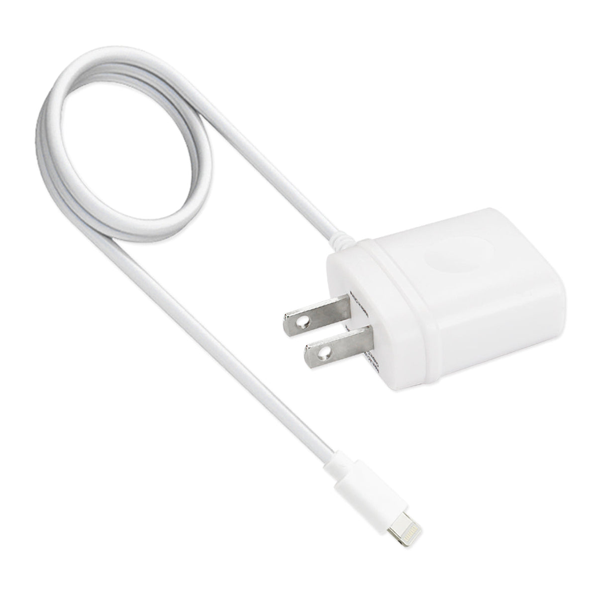 PORTABLE 8PIN USB TRAVEL ADAPTER CHARGER WITH BUILT IN CABLE IN WHITE - Shockproof & Reliable | CELL DEMAND Official