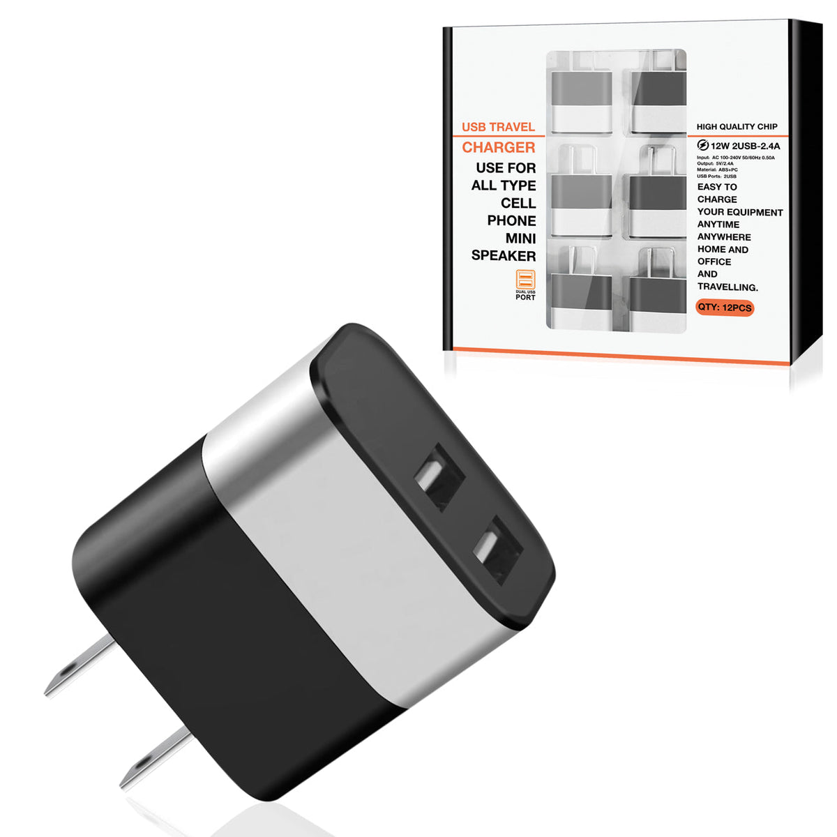 Dual Port USB Wall Charger/ Power Adapter/ Charging Block In Silver (12pcs) - Durable & Reliable | CELL DEMAND Official
