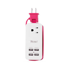 4.1 Amp 4 Usb Home Wall Charging Station In Hot Pink - Ultra-Slim & Reliable | CELL DEMAND Official