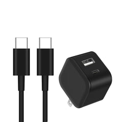 PD Dual Ports Travel Wall Charger Adapter Fast Charging with 3FT USB-C to Type-C Cable in Black - Durable & Reliable | CELL DEMAND Official